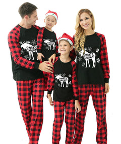 Finihen Family Matching Christmas Pajamas Womens Pajamas Deer Plaid Clothes Couple Pjs Sleepwear Size 3XL Color Black