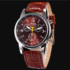 Women's Leather Watch, Student Quartz Watch, Casual 3-Eye Watch
