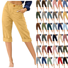 LRMQS Womens Capri Pants Summer Trendy Casual Elastic Waist Cropped Trouser Fashion Resort Wear Beach Vacation Capris Clothes