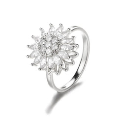Rotating Sunflower Ring for Anxiety Relief (Women)