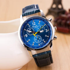 Women's Leather Watch, Student Quartz Watch, Casual 3-Eye Watch