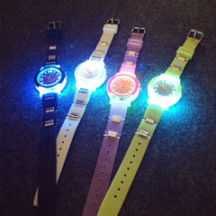 Korean EXO Harajuku LED Glow Jelly Watch for Girls