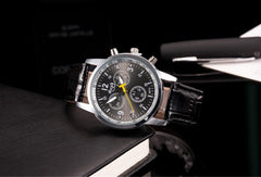 Women's Leather Watch, Student Quartz Watch, Casual 3-Eye Watch